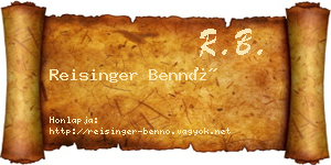 Reisinger Bennó névjegykártya